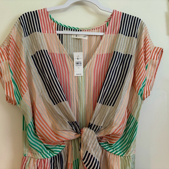 LOFT Dresses & Skirts - NWT Lou & Grey for LOFT Stiped Front Tie Dress